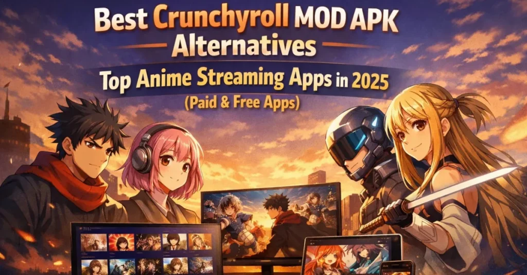 Best Crunchyroll MOD APK Alternatives: Top Anime Streaming Apps in 2025( Paid &Free Apps) 2 best Crunchyroll Alternatives comparison anime streaming apps across devices with action characters and entertainment