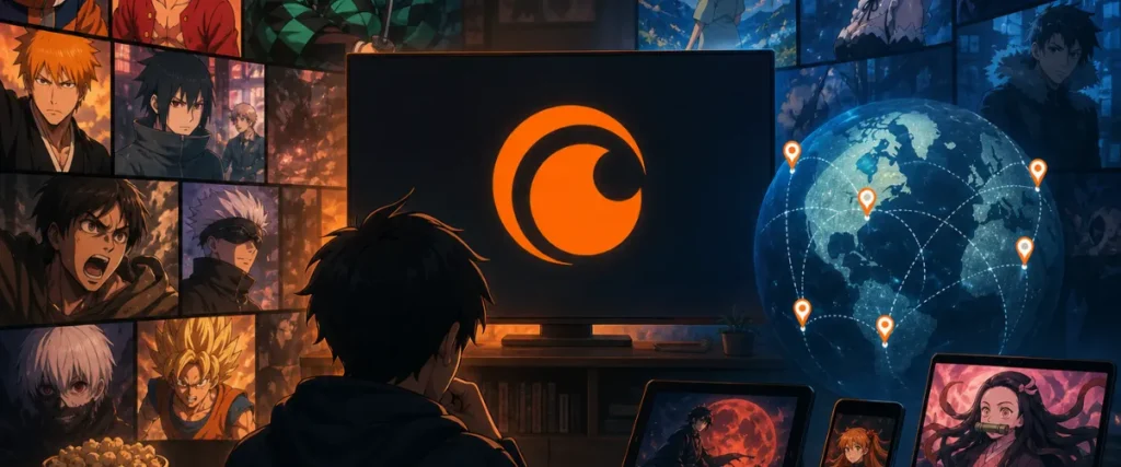 Does Crunchyroll Have All Anime? The Honest Truth About What's Actually Available in 2026 2 Does Crunchyroll have all anime illustration showing global anime streaming differences