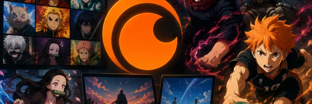The Complete Crunchyroll Guide: Everything Anime Fans Actually Need to Know in 2026 2 Crunchyroll anime streaming service interfaces with popular anime across devices, showcasing a premium anime streaming experience in 2026.